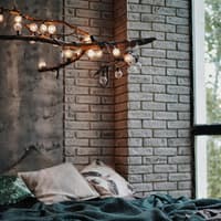 Schlafzimmer Deko Ast mit Lichterkette