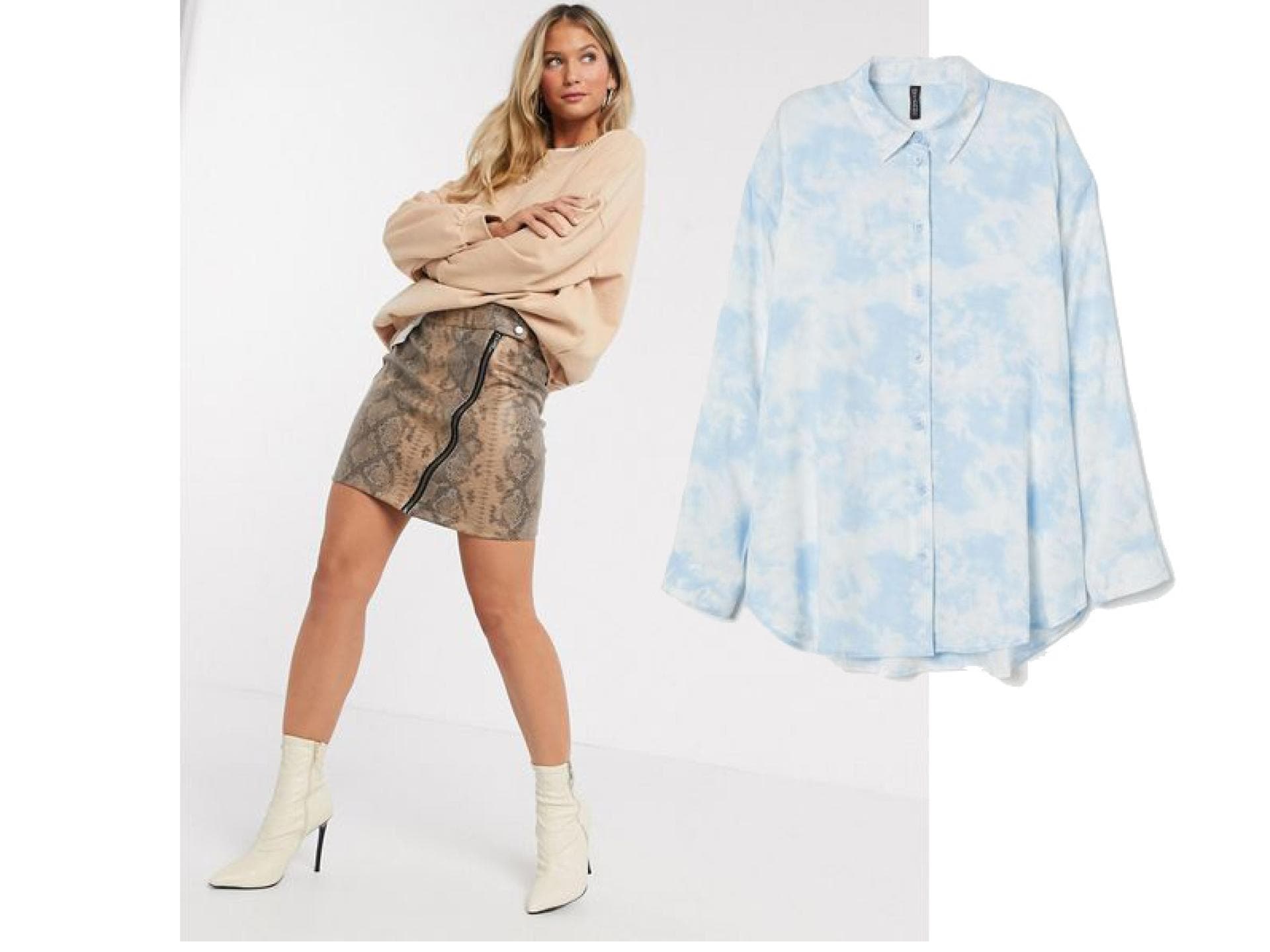Lederrock und Bluse