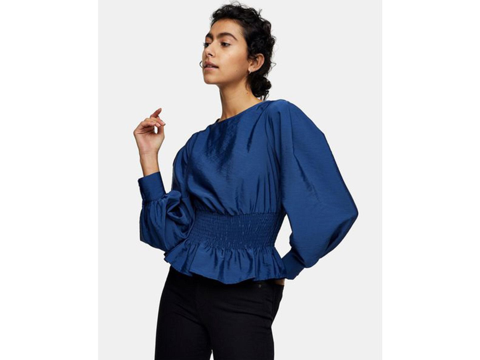 Geraffte Bluse in Marineblau