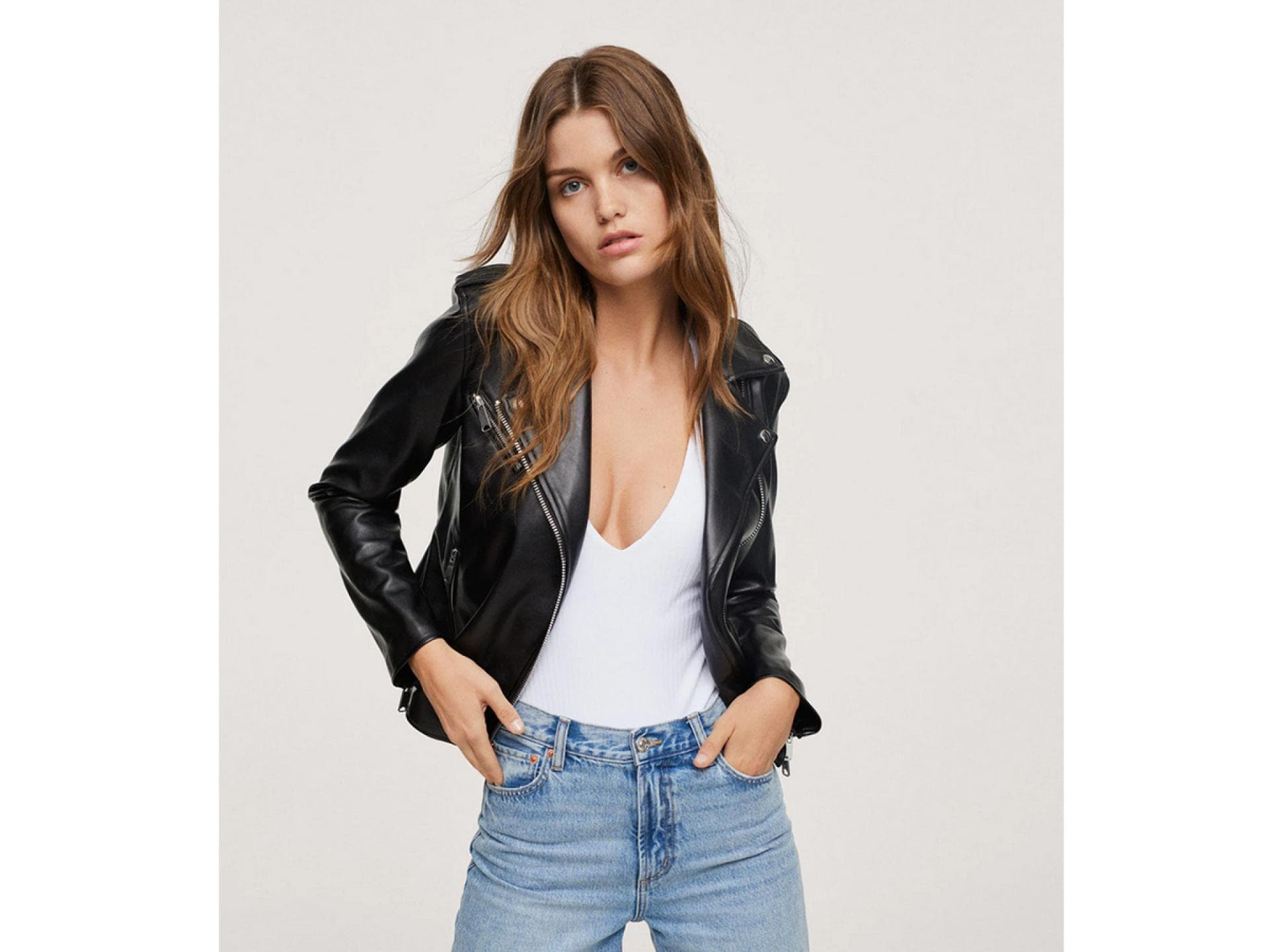 Bikerjacke mit Reißverschluss