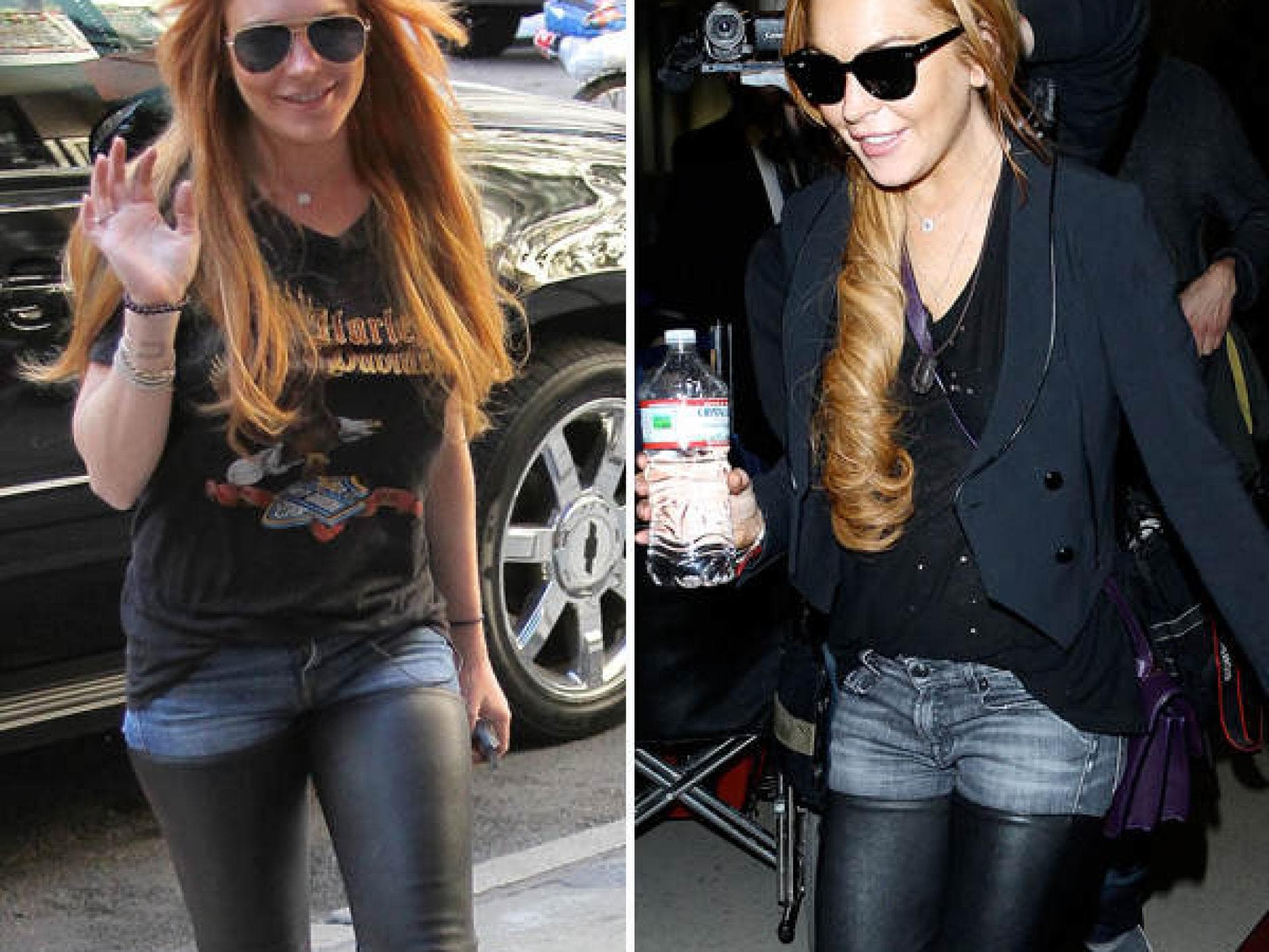 Lindsay Lohan: Leder-Jeans-Hose