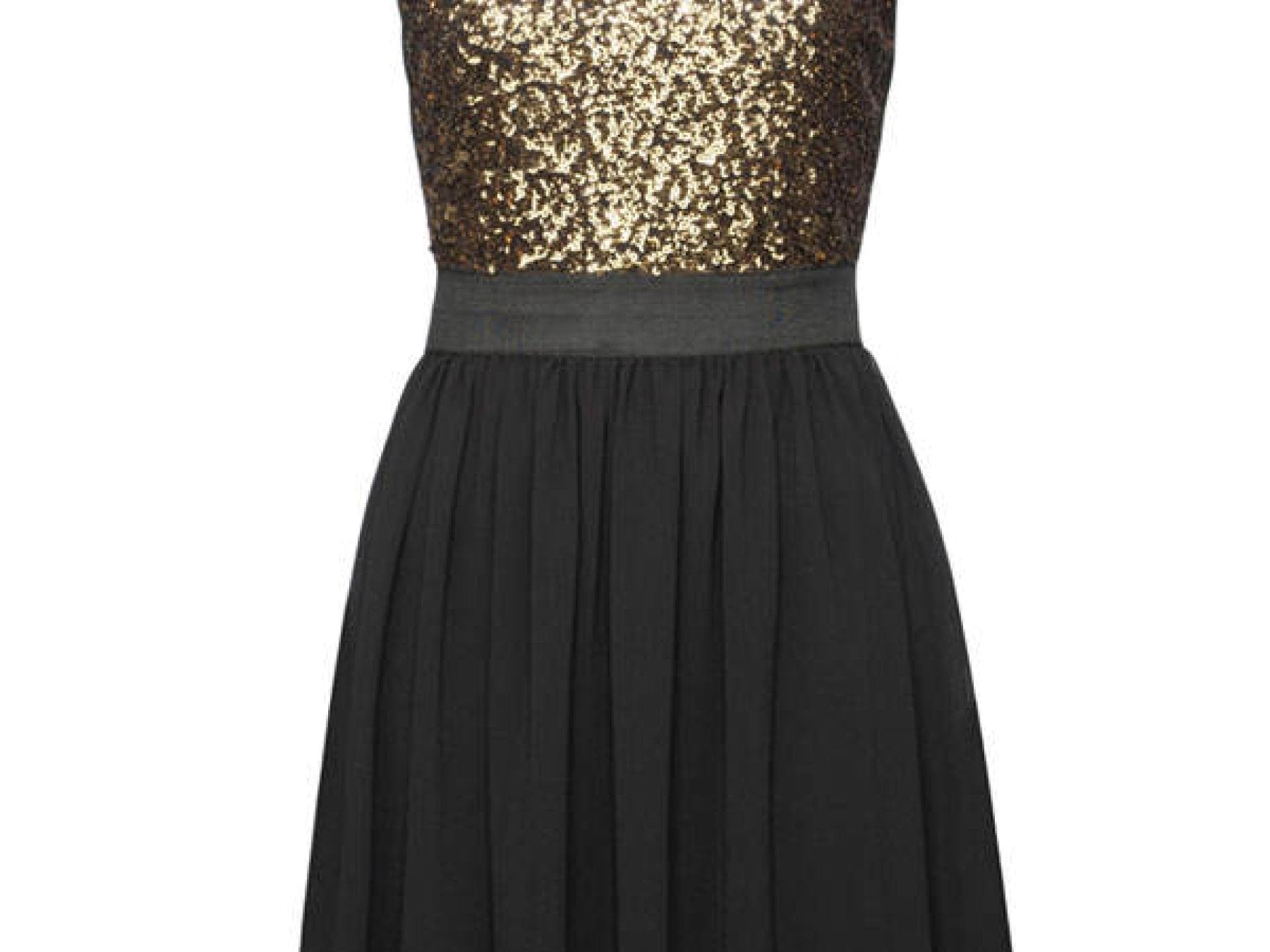 Partykleid mit goldenem Paillettentop