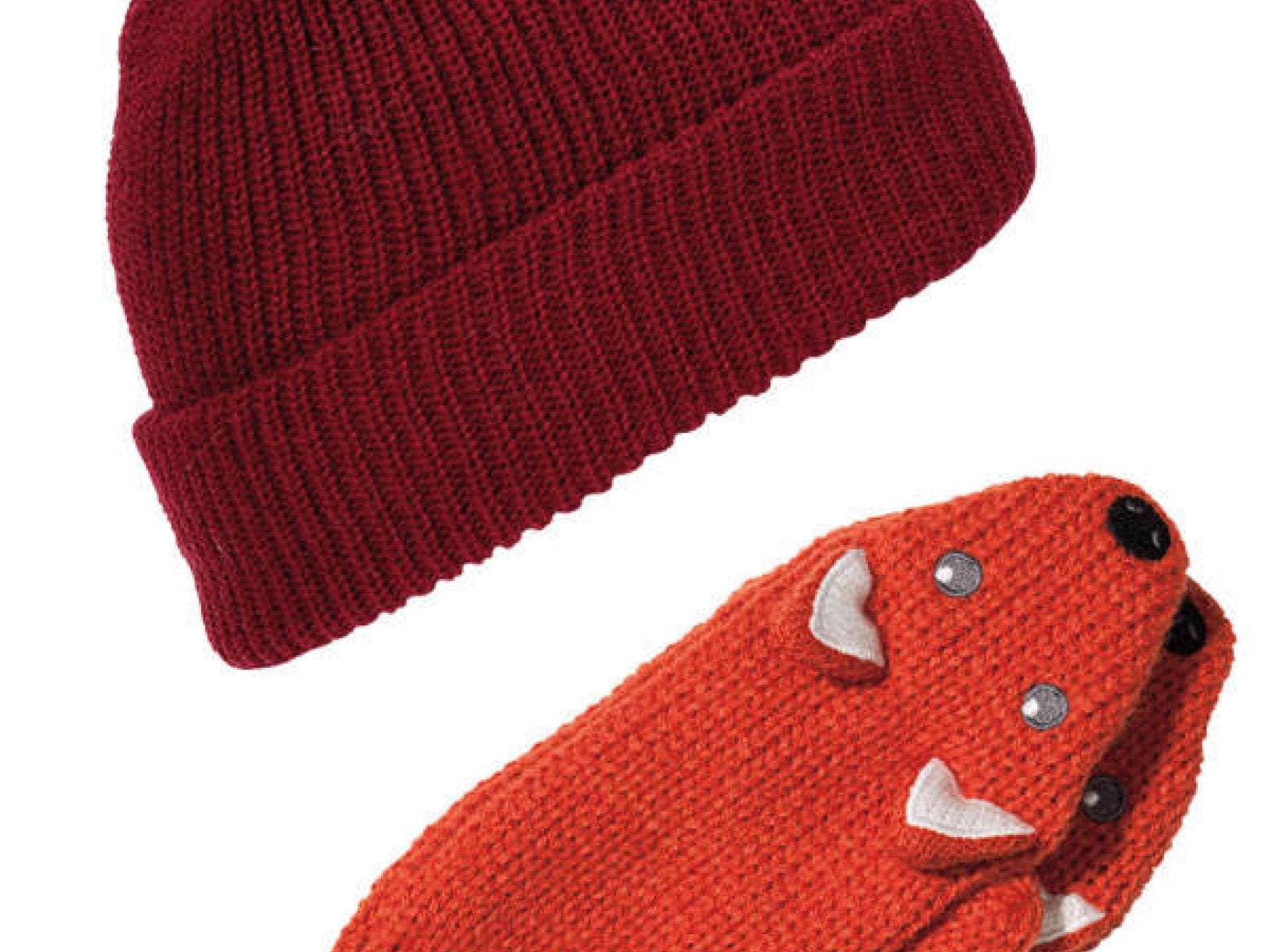 Coole Beanie und Fuchs-Handschuhe in Rot