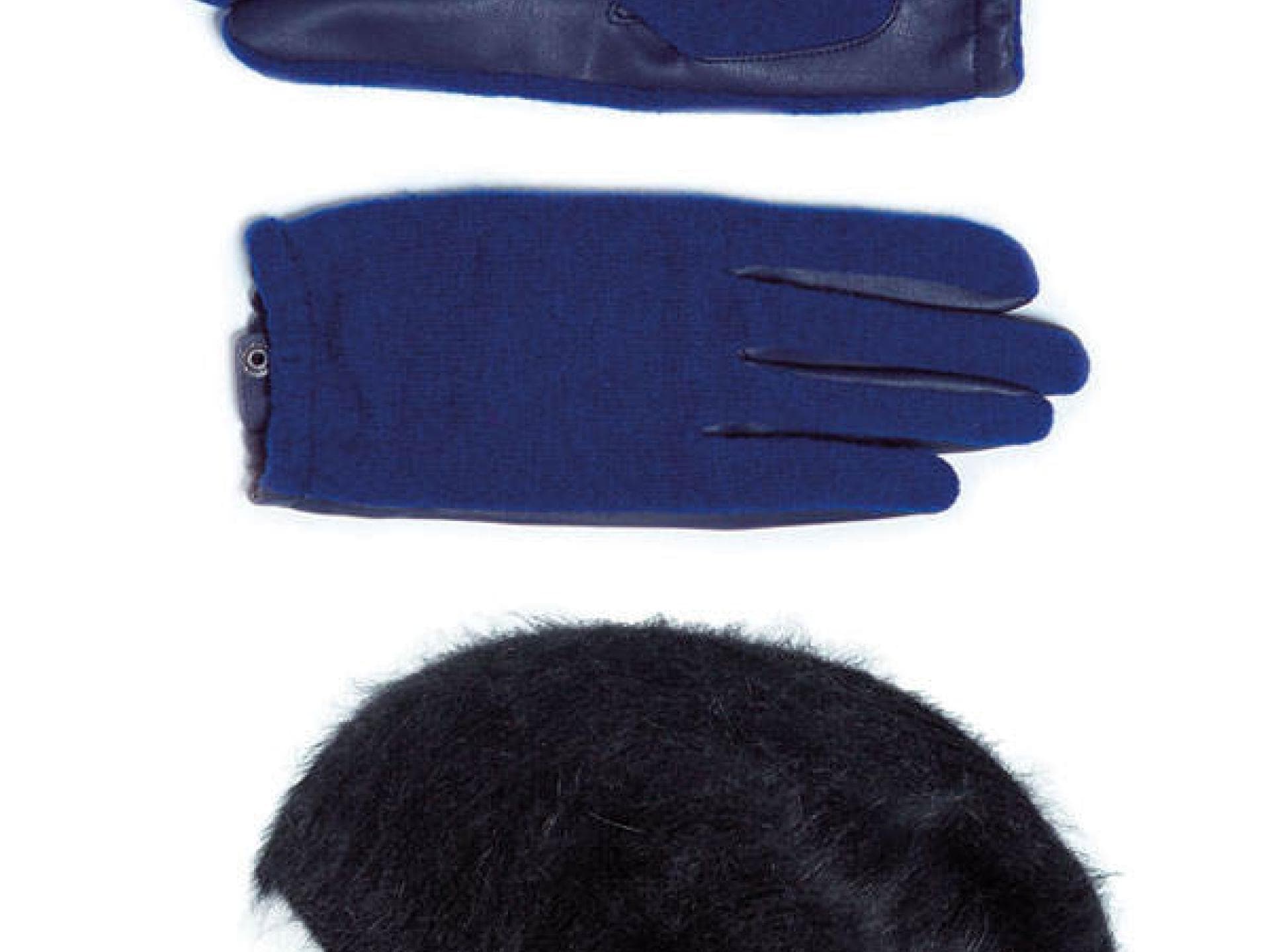 Mütze und Handschuhe in Fell Optik von Zara