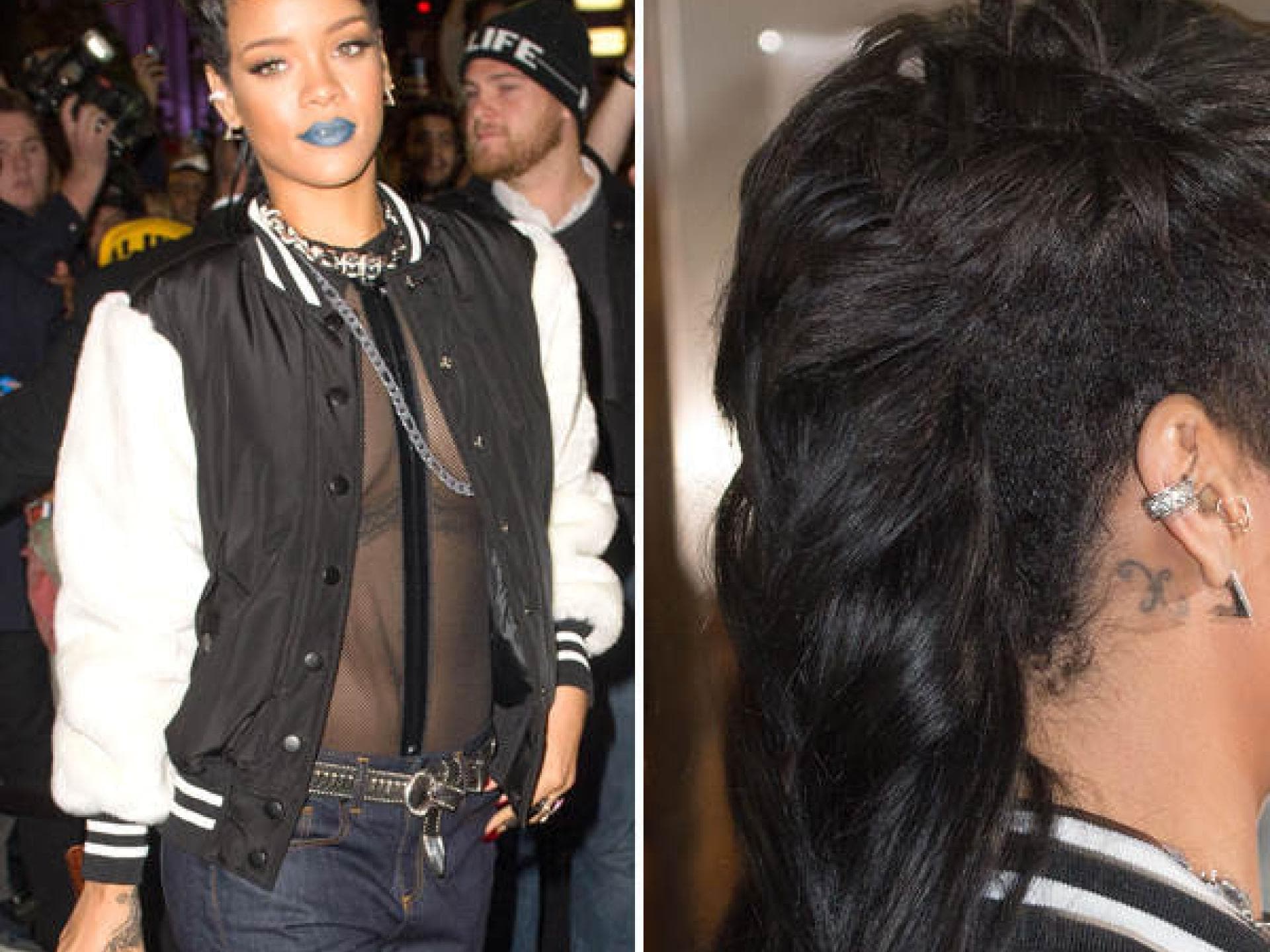 Rihanna mit Vokuhila-Frisur Rihanna mit Vokuhila-Frisur