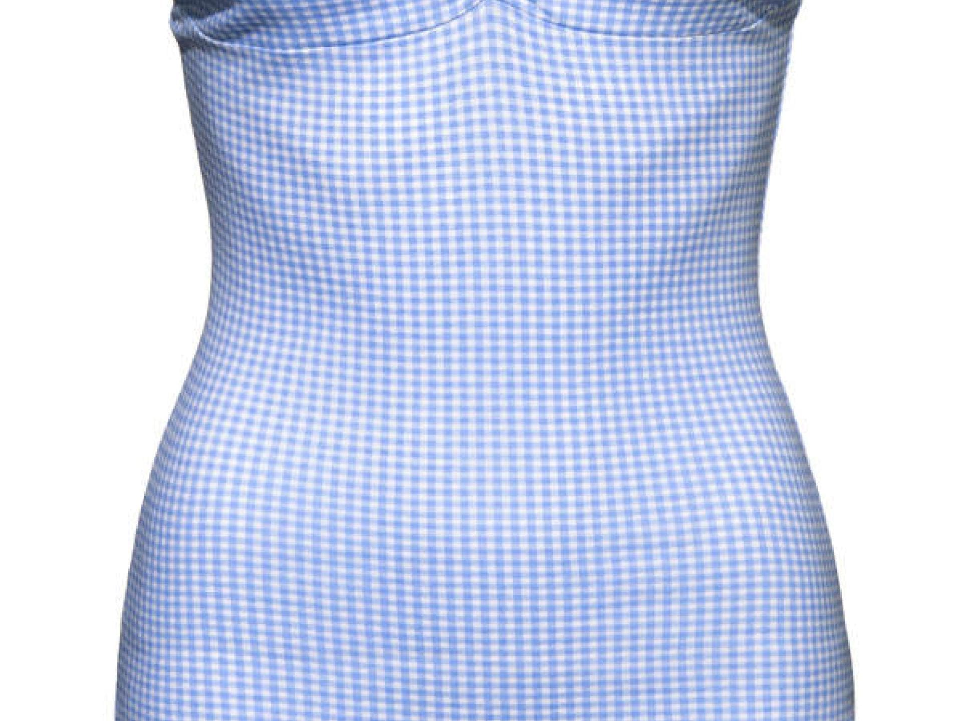 Hellblaues Top mit Vichy-Karo von New Yorker