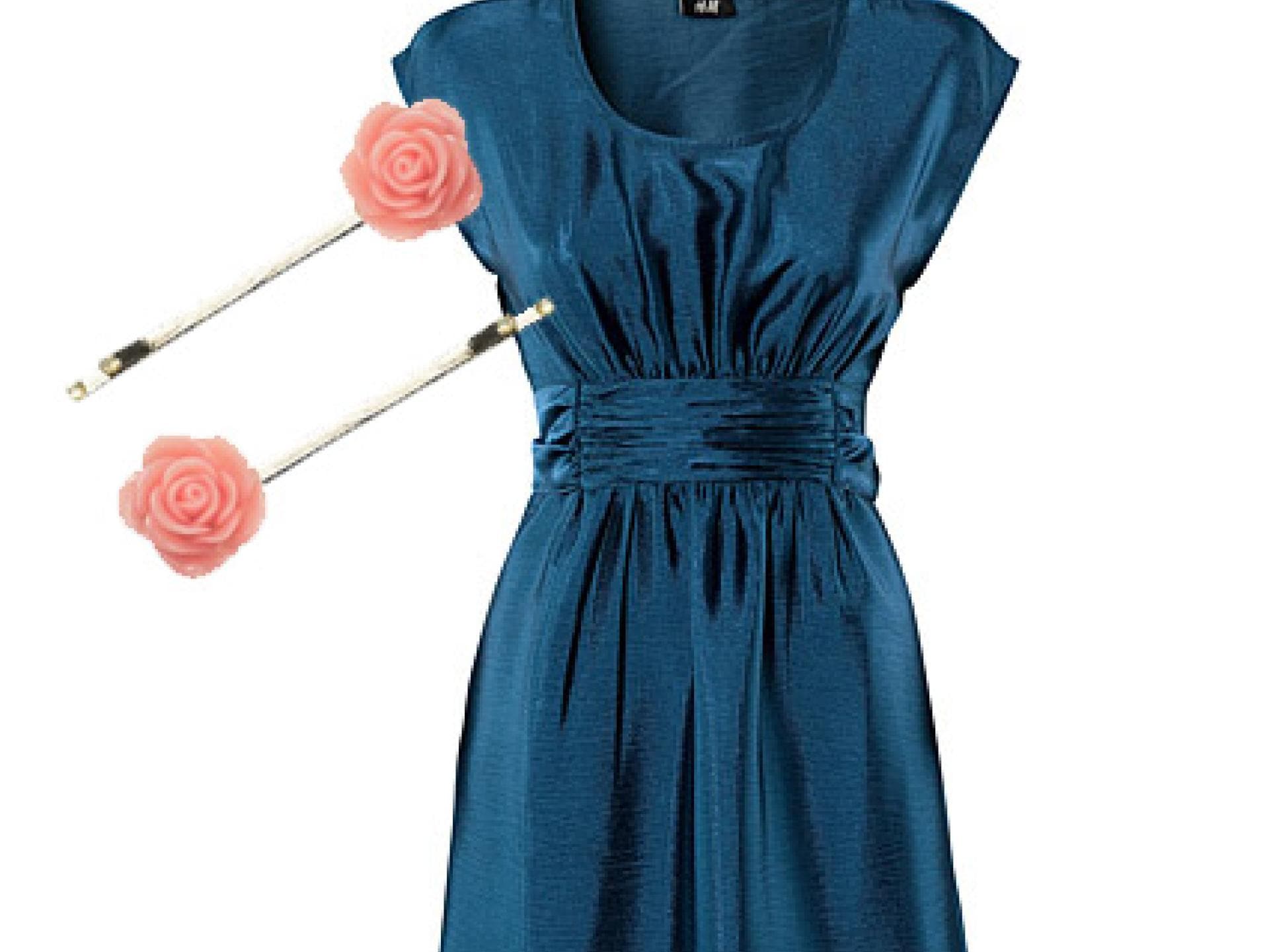 Petrolfarbenes Satinkleid