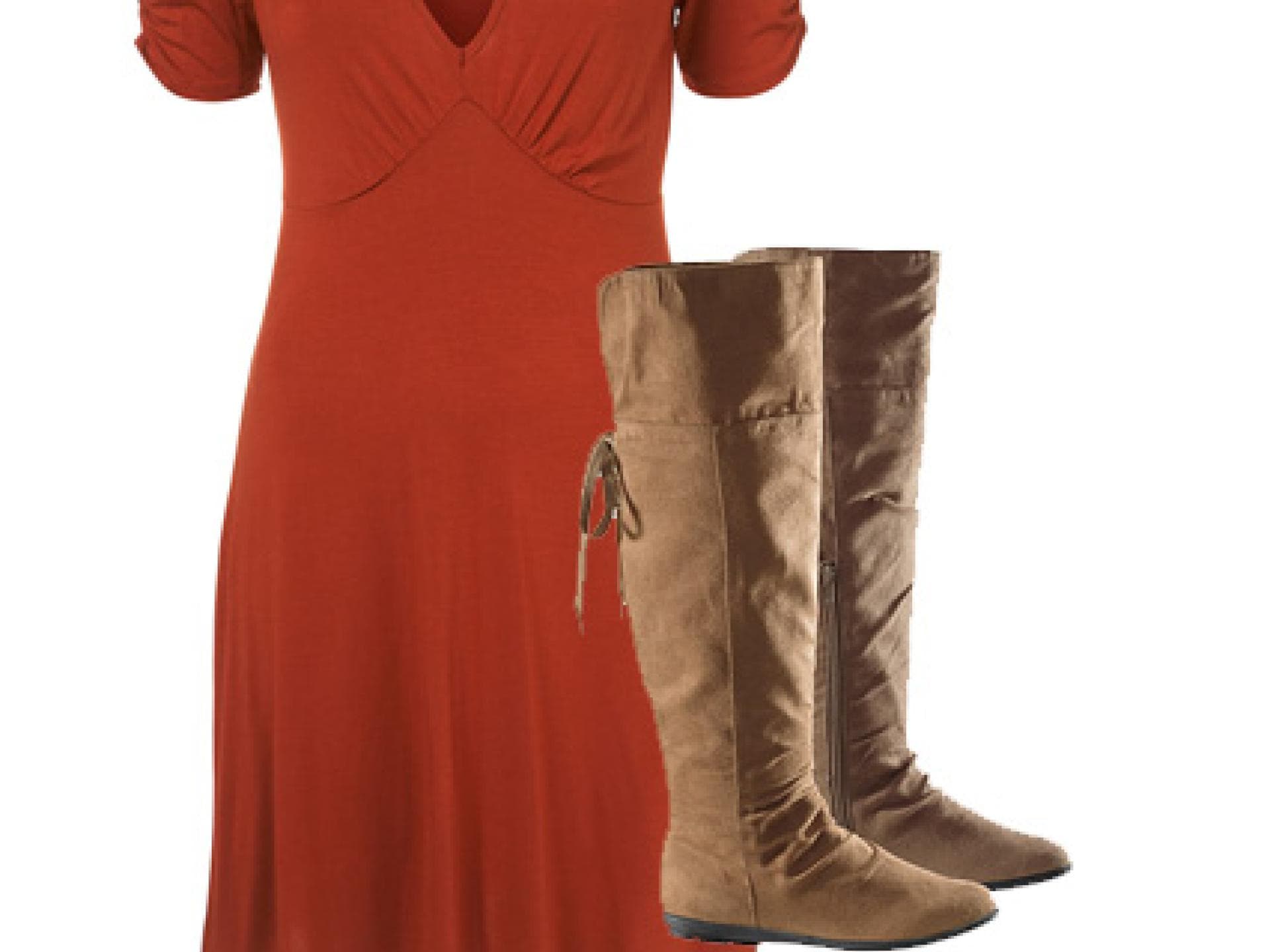 Rostrotes Jersey-Kleid