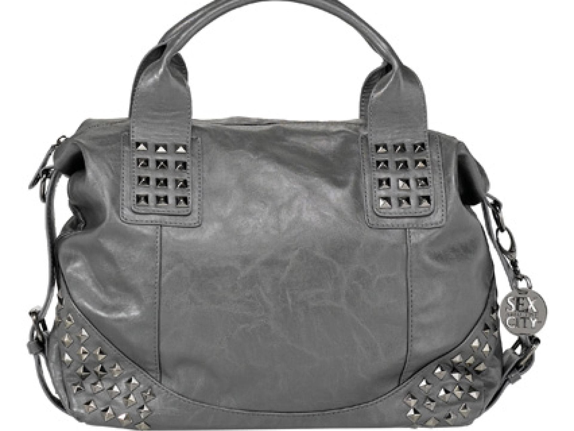 Graue Handtasche mit Nieten