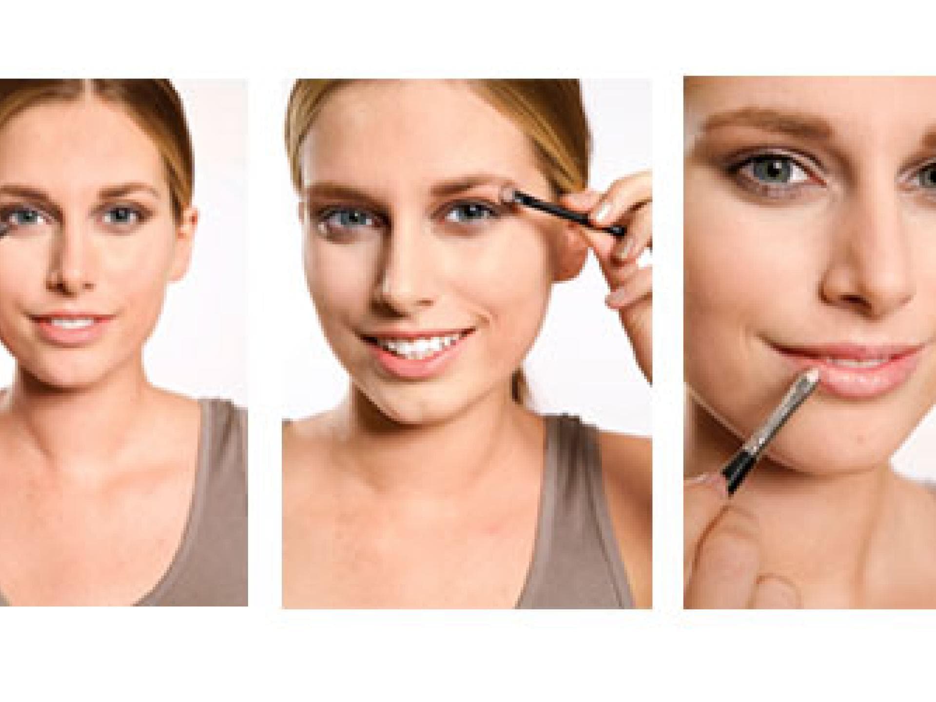 Graubrauner Lidschatten und silbrig-beiges Gloss