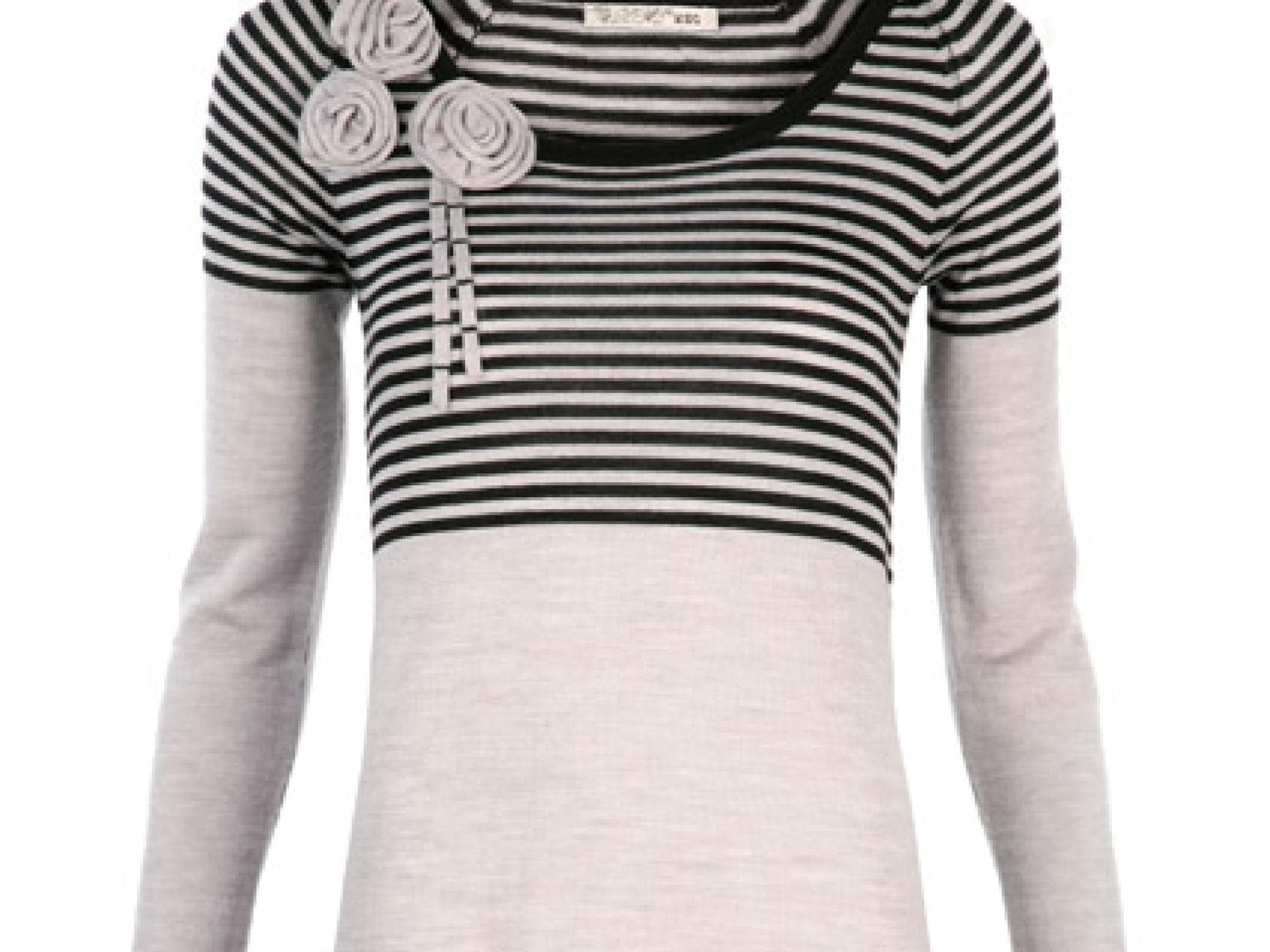 Schwarz-weiß gestreifter Strickpullover