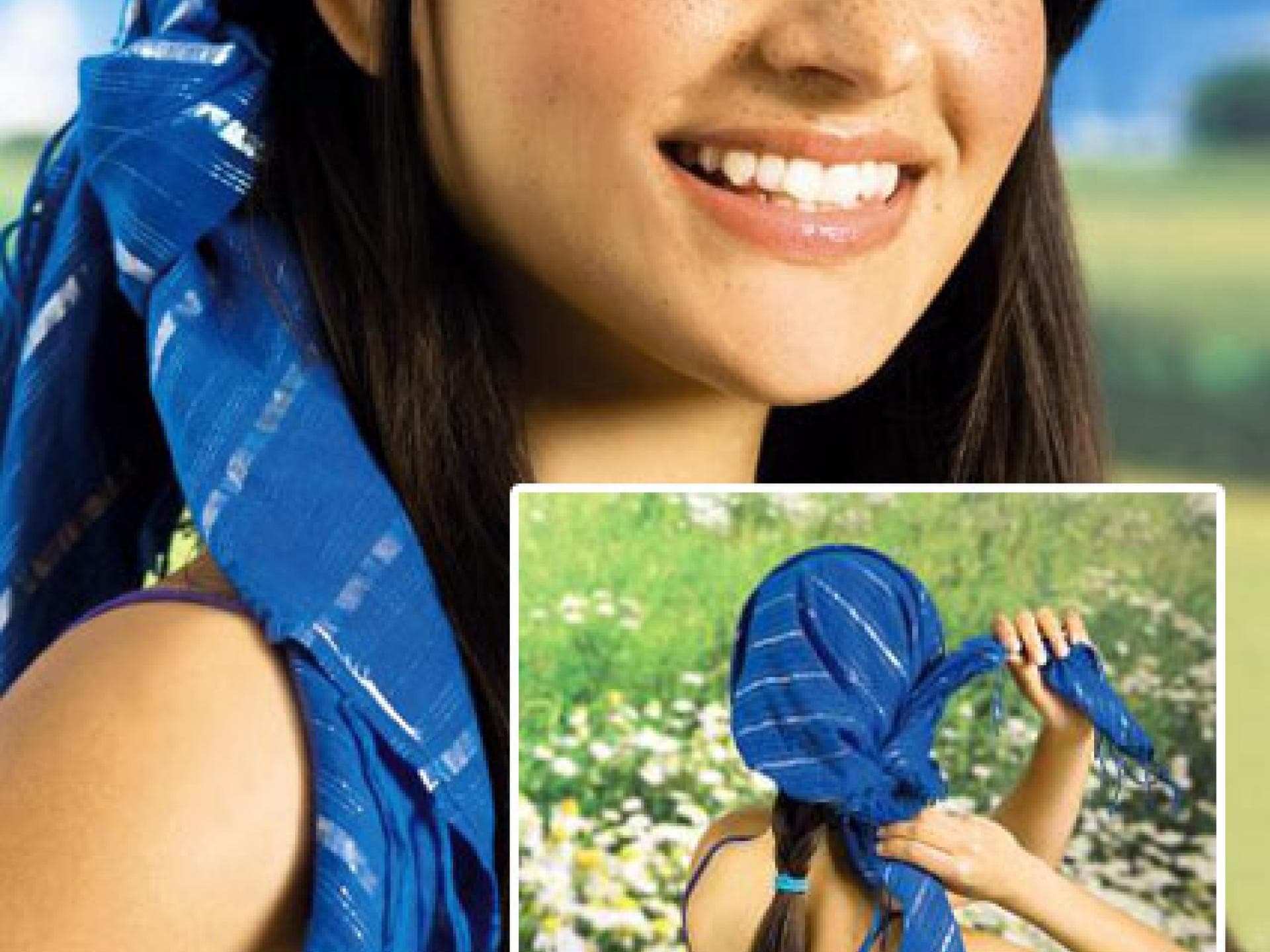 Tuch als Sonnenschutz um den Kopf binden Tuch als Sonnenschutz um den Kopf binden