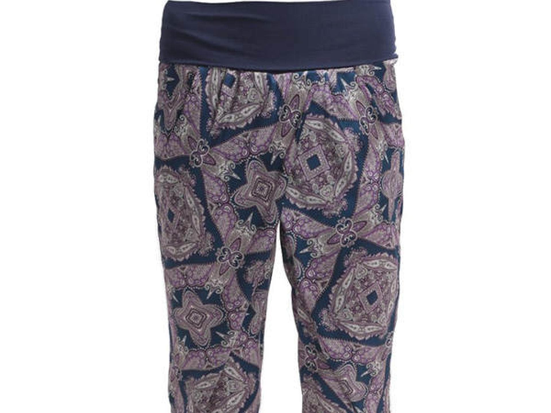 Lila Gemusterte Stoffhose