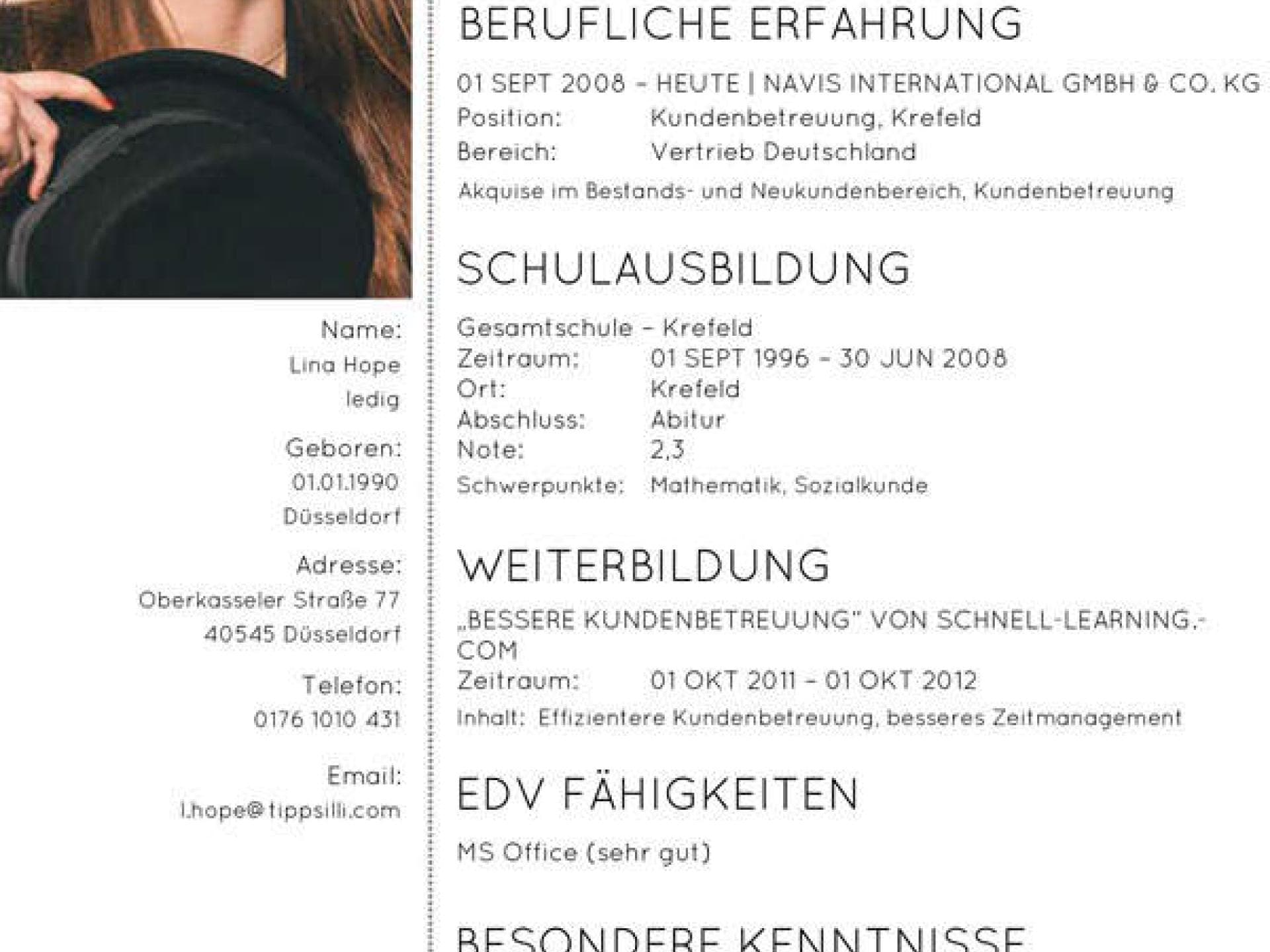 Lebenslauf Muster