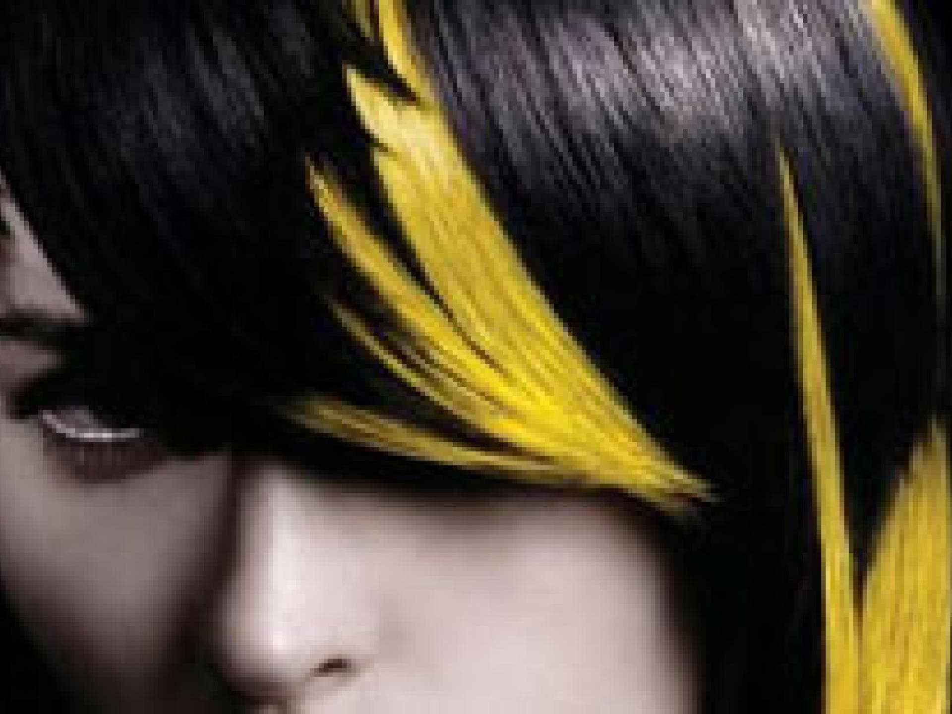 Color Block Hair in Schwarz Gelb