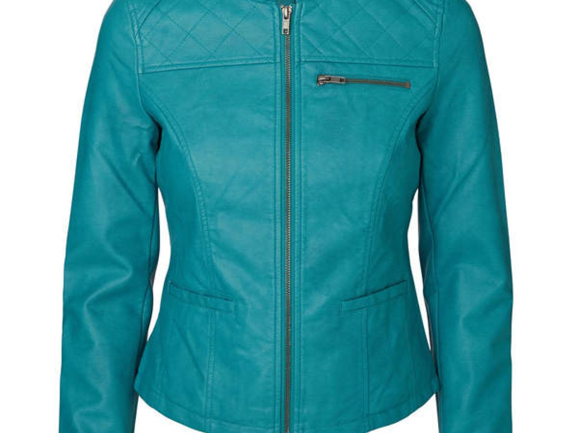 Lederjacke in Dunkeltürkis von Vero Moda