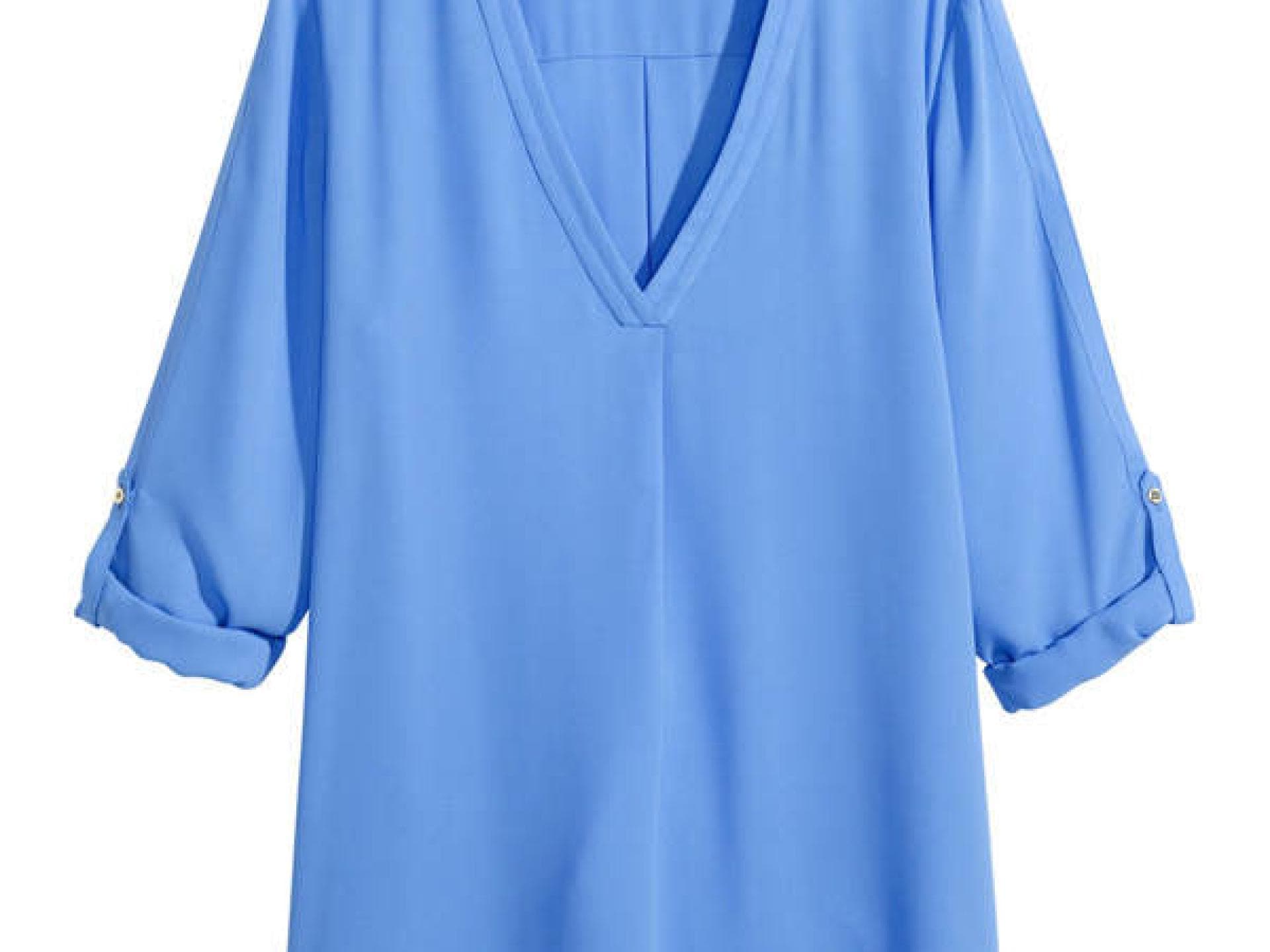 Blaue Bluse mit V-Ausschnitt von H&M+