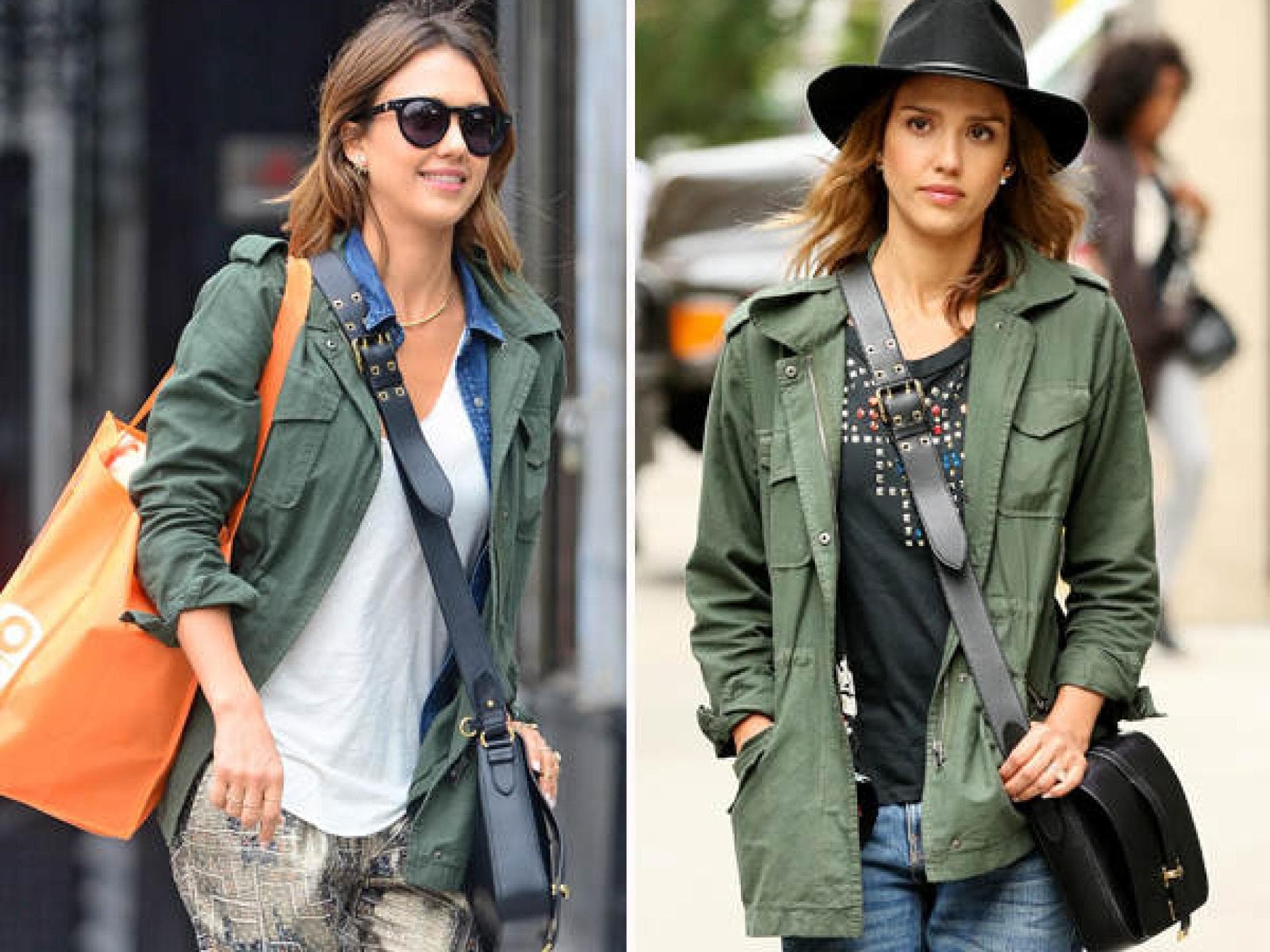 Jessica Alba: Khaki-Jacke