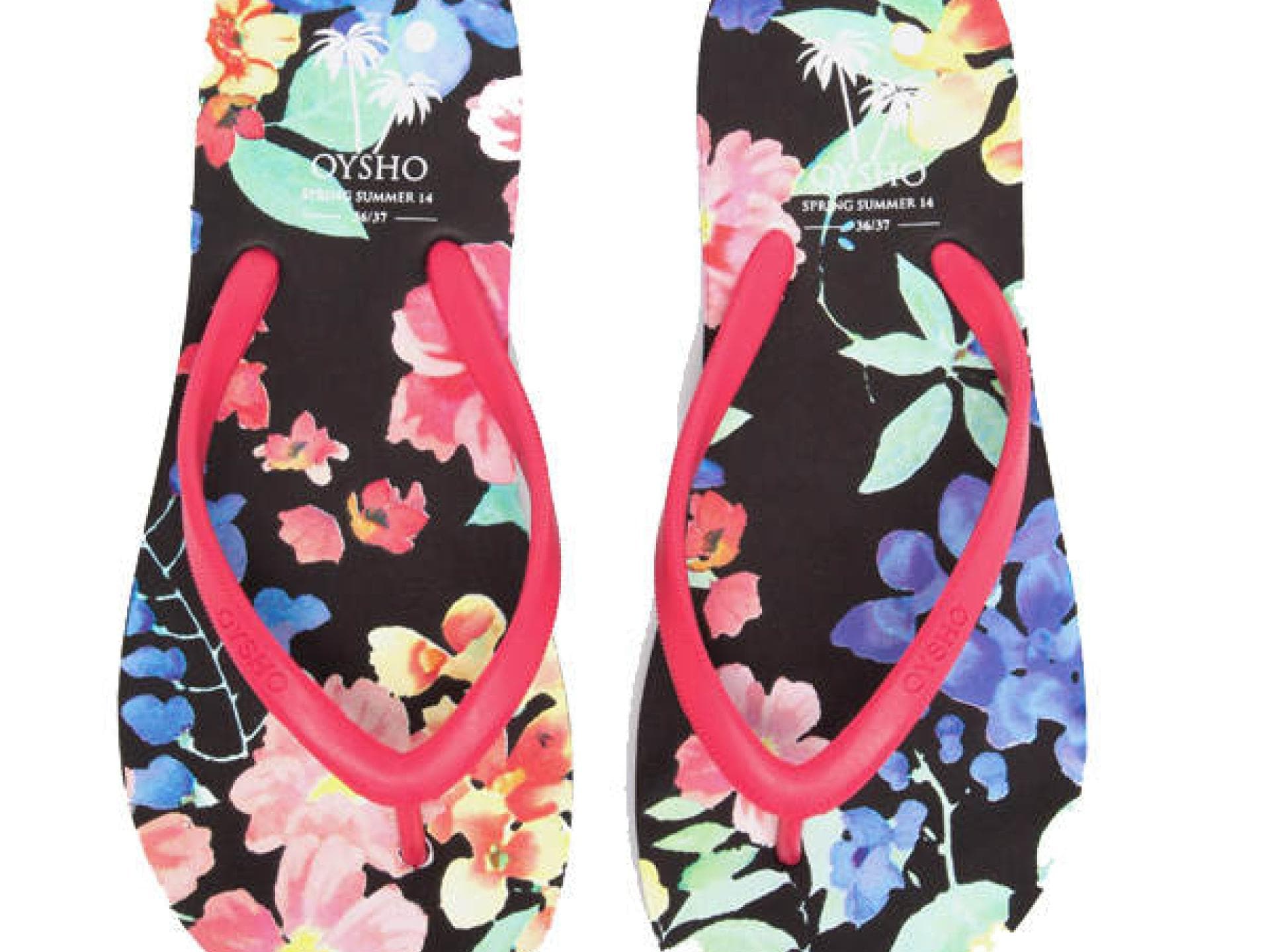 Geblümte Flip Flops von Oysho.com Geblümte Flip Flops von Oysho.com