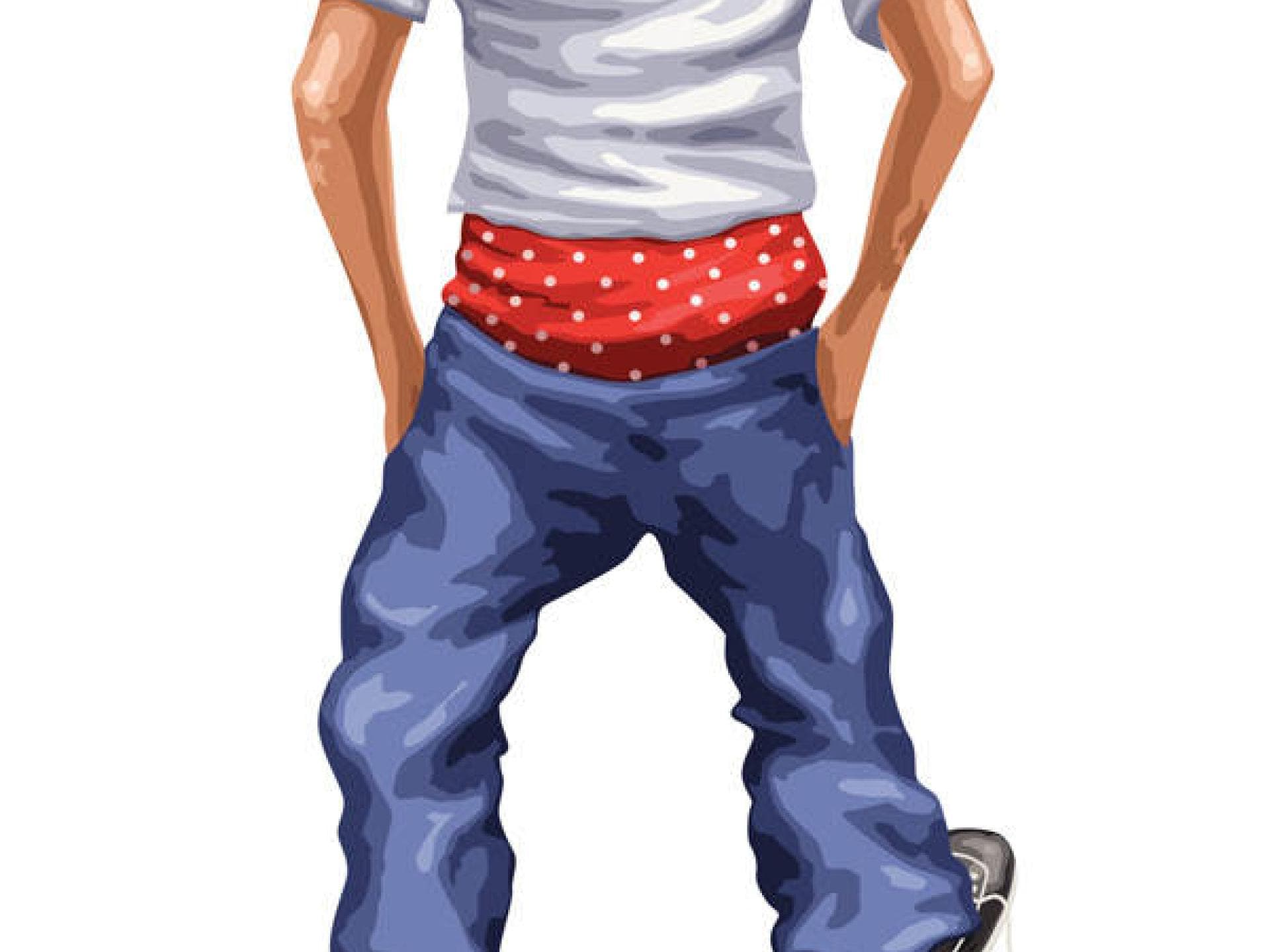 Dass ihre Hosen in den Kniekehlen hängen