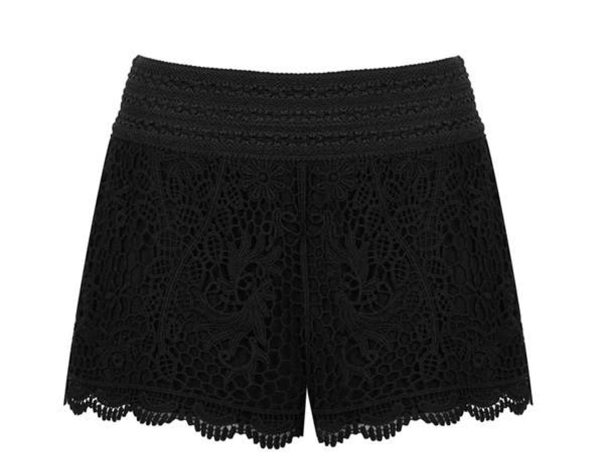 Schwarze Häkel-Hot Pants von Topshop.com Schwarze Häkel-Hot Pants von Topshop.com