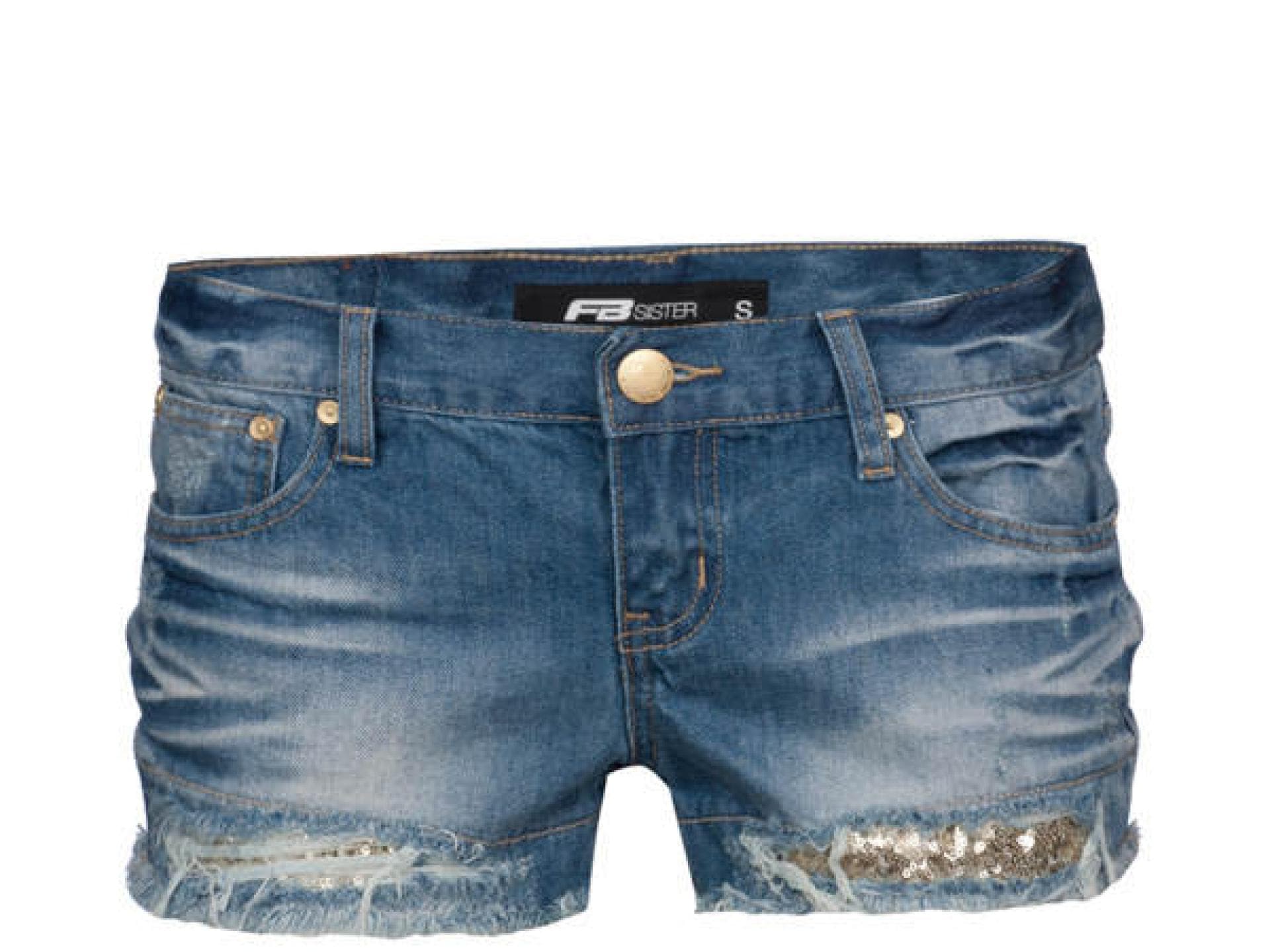 Glitzer Jeans Hot Pants von New Yorker
