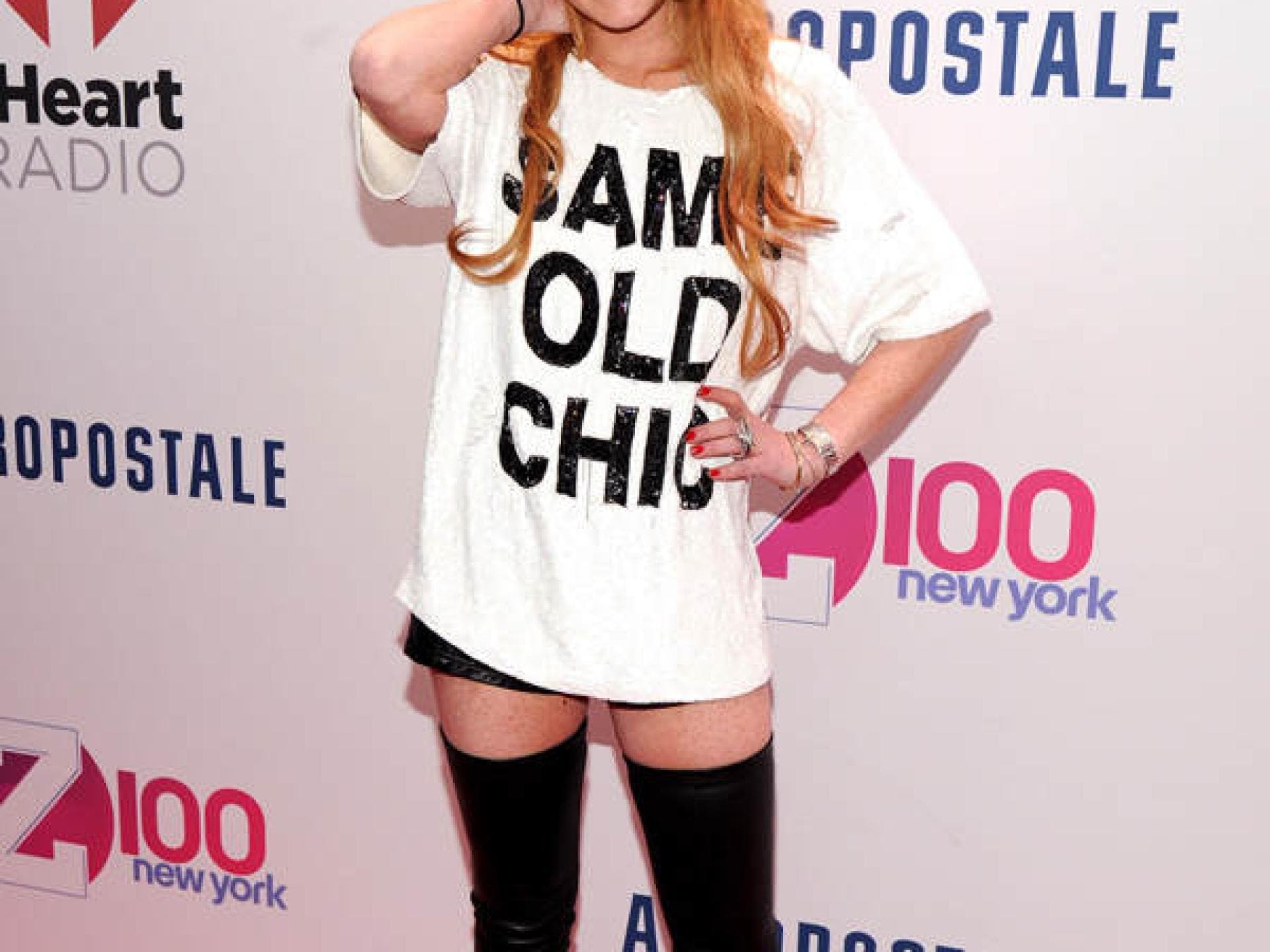 Lindsay Lohan mit Overknee-Stiefeln