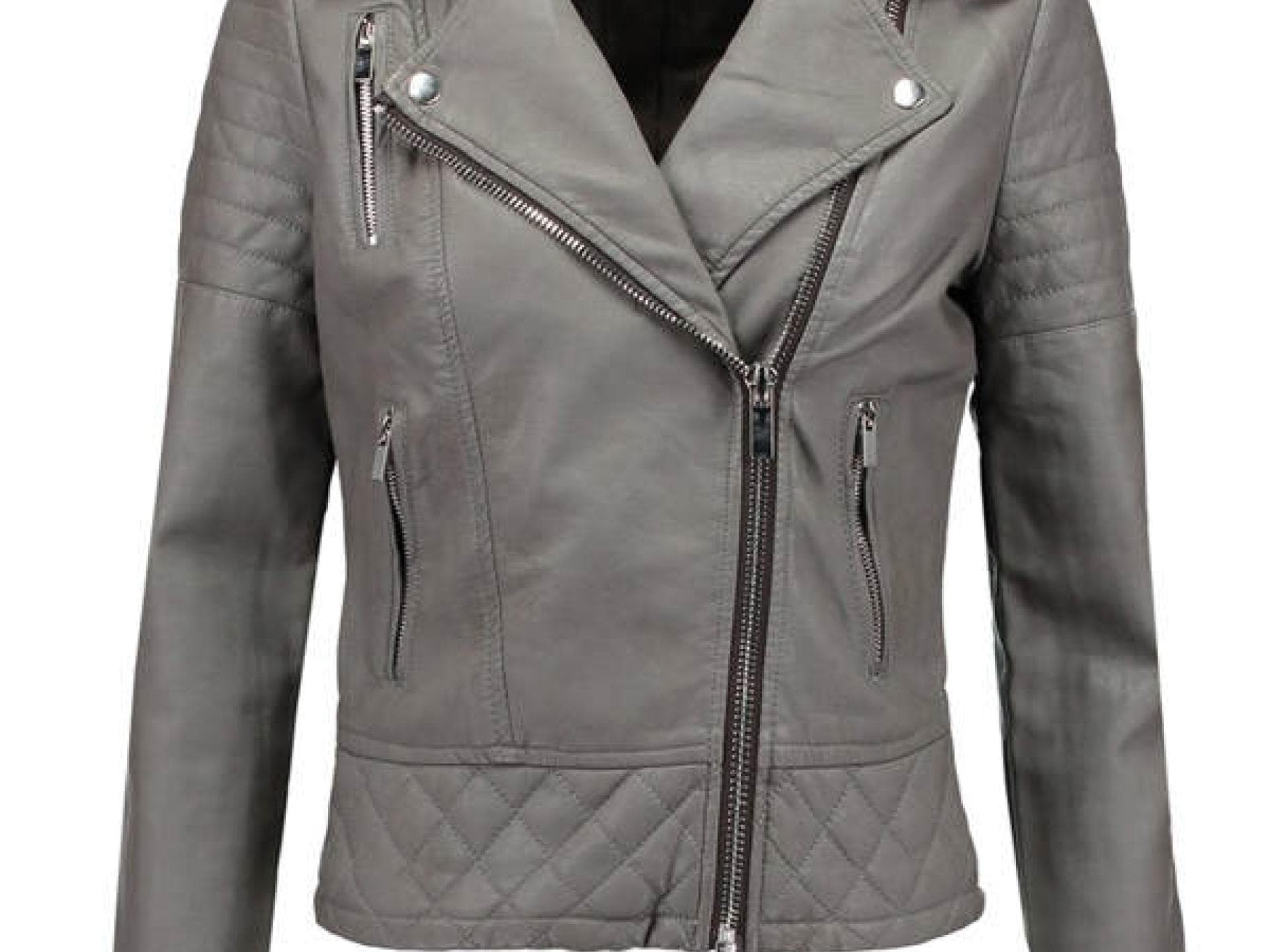 Graue Lederjacke von Miss Selfridge