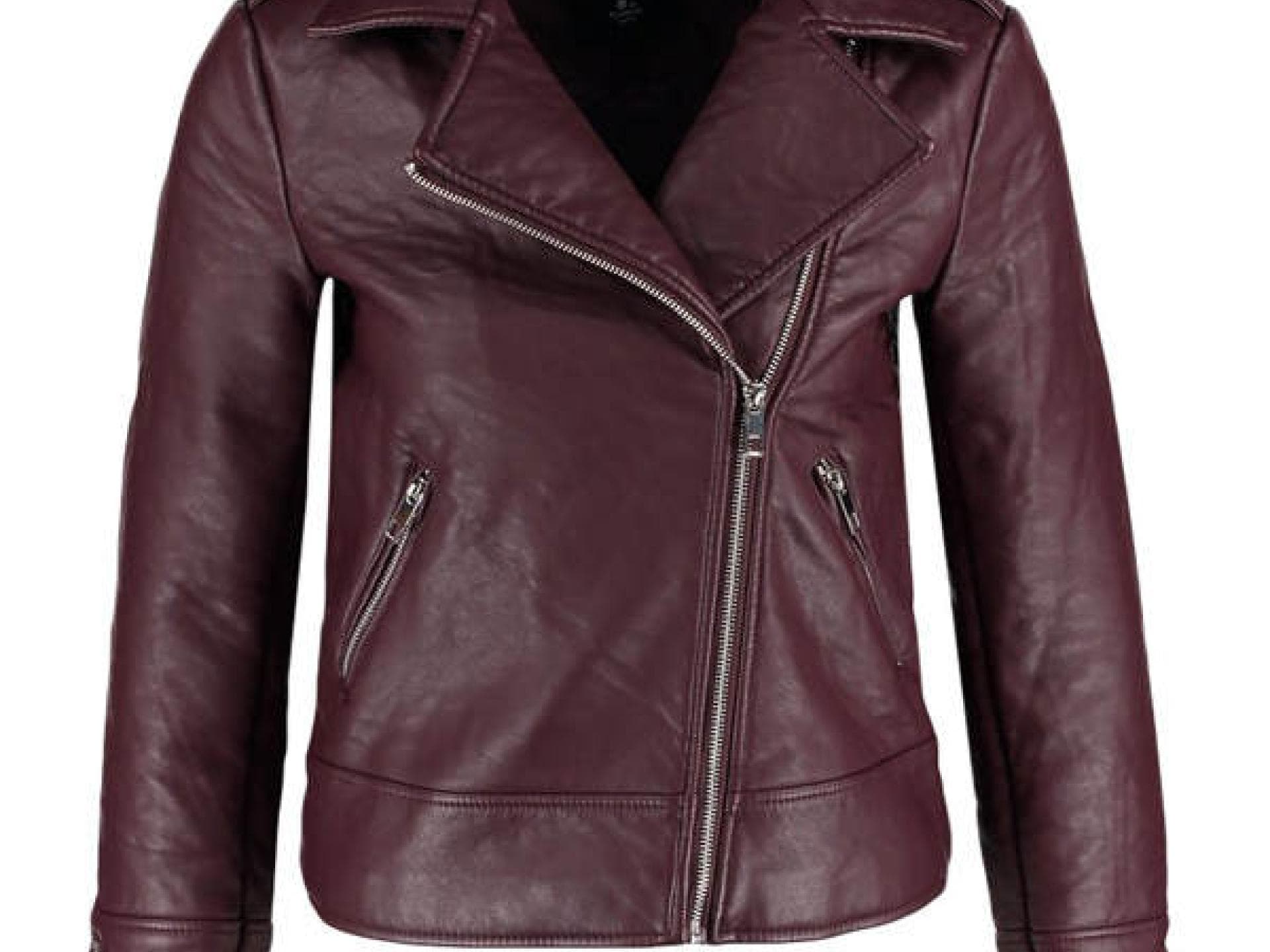 Lederjacke in Aubergine von Dorothy Perkins