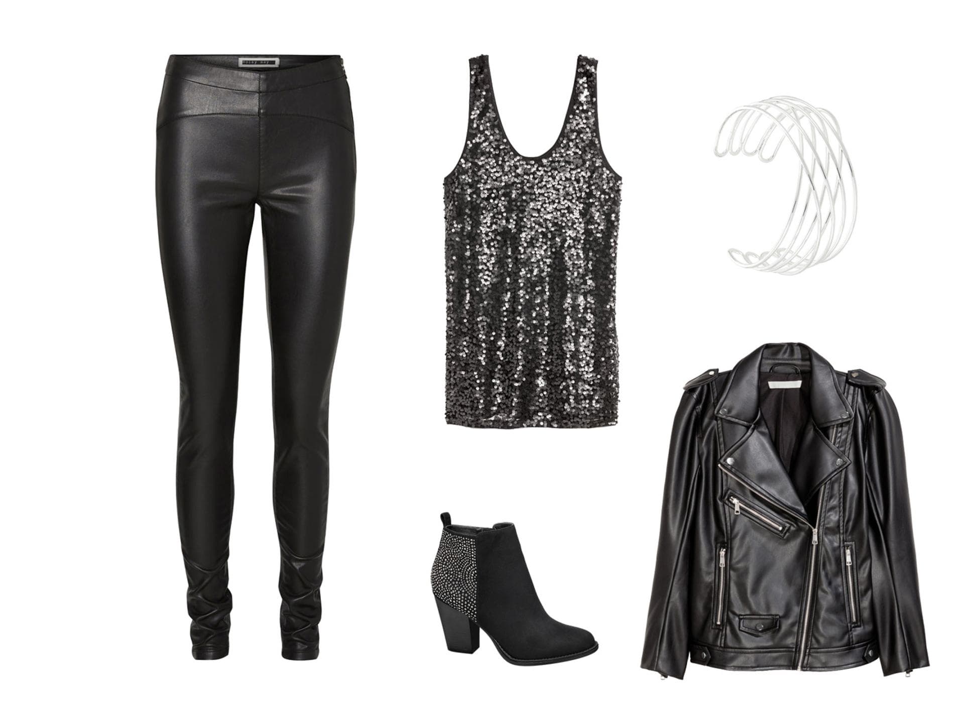 Paillettentop zur Leggings in Lederoptik Paillettentop zur Leggings in Lederoptik